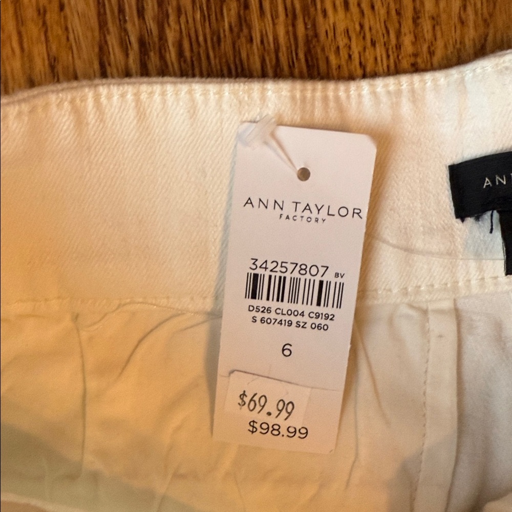 Ann Taylor Cream/White Wide-Leg Pants - Picture 6 of 13